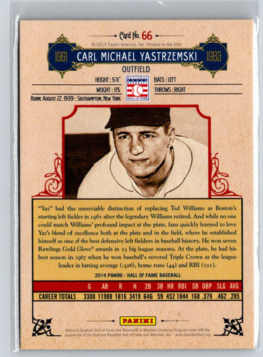 2014 Panini Hall of Fame  - Red Frame Red #66 Carl Yastrzemski #/50 G29