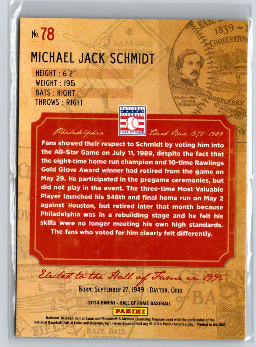 2014 Panini Hall of Fame - Base Green Frame #78 Mike Schmidt #/75 G29