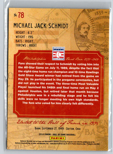 2014 Panini Hall of Fame - Base Green Frame #78 Mike Schmidt #/75 G29