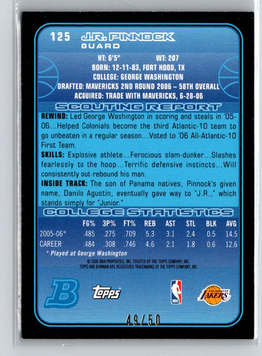 2006-07 Bowman #125 J.R. Pinnock Bronze #/50 G31