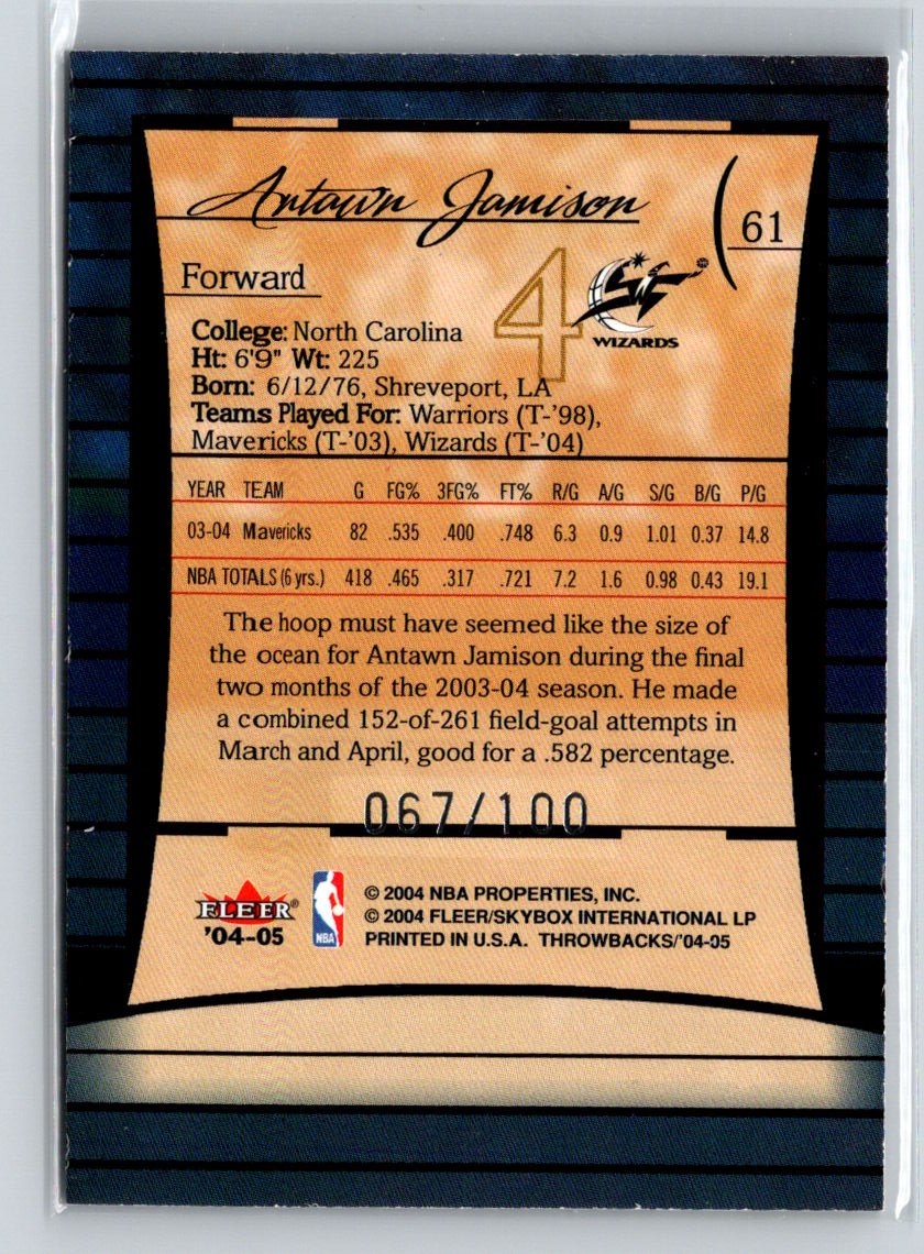 2004-05 Fleer Throwbacks #61 Antawn Jamison 100 #/100 G31