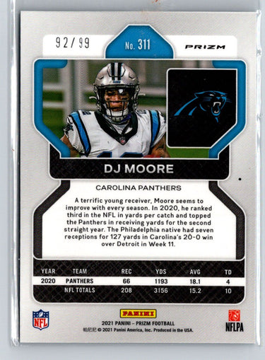 2021 Panini Prizm #311 DJ Moore Blue Ice #/99 G31