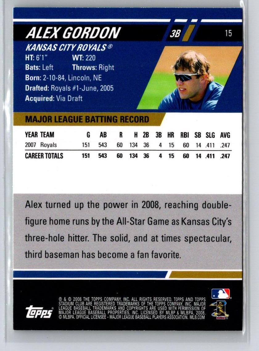 2008 Stadium Club #15 Alex Gordon First Day Issue Retail G31