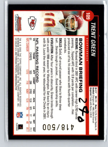 2002 Bowman Chrome #109 Trent Green Refractors #/500 G31