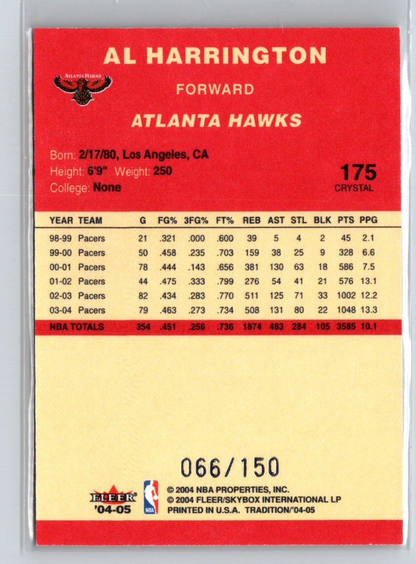 2004-05 Fleer Tradition #175 Al Harrington Crystal #/150 G31