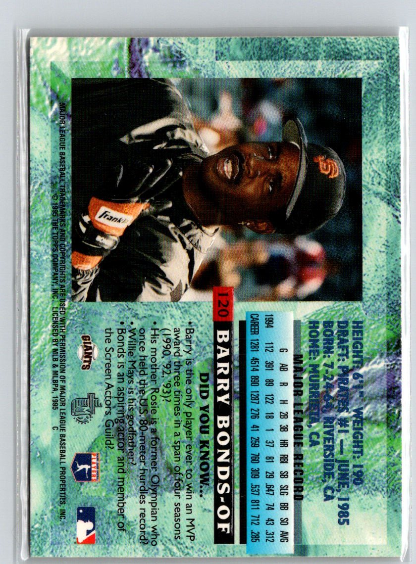 1995 Topps Embossed #120 Barry Bonds G31