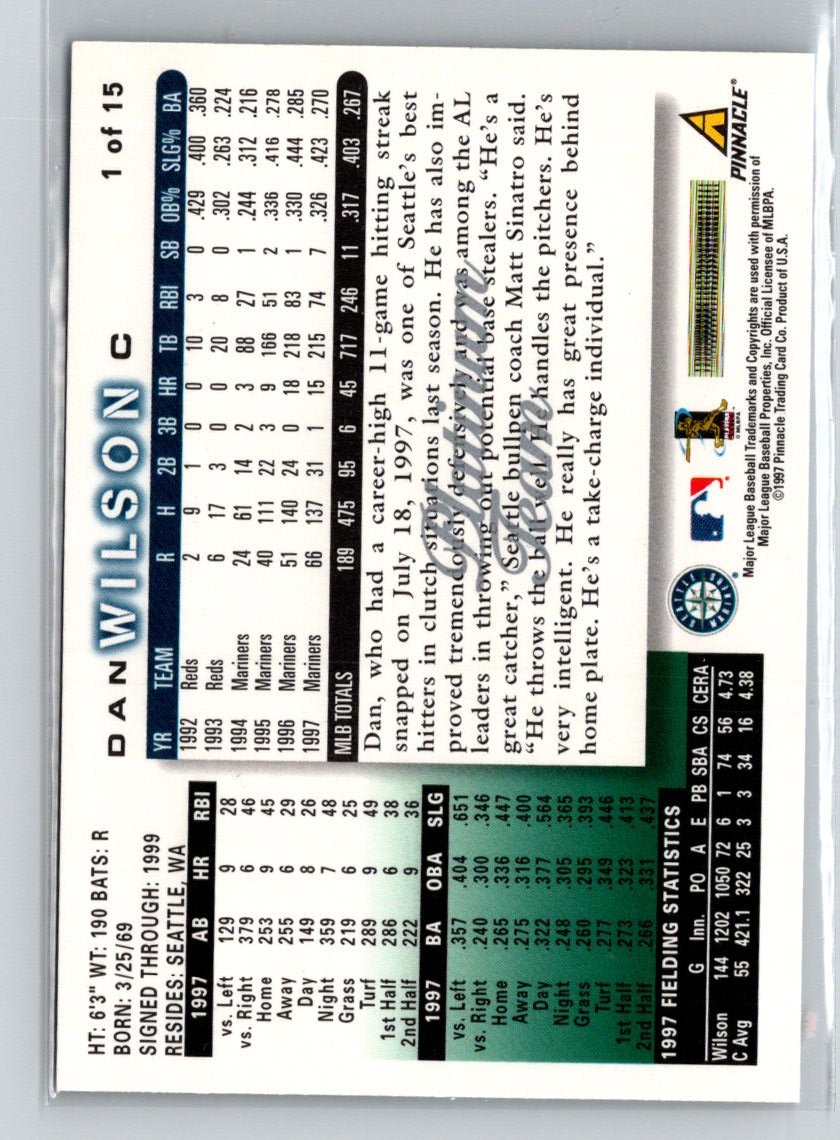 1998 Score Seattle Mariners #1 Dan Wilson Platinum Team G32