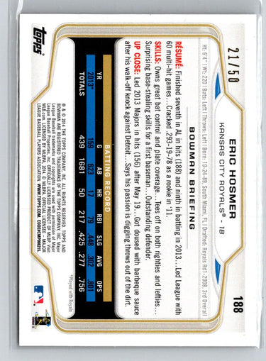 2014 Bowman #188 Eric Hosmer Gold #/50 G33