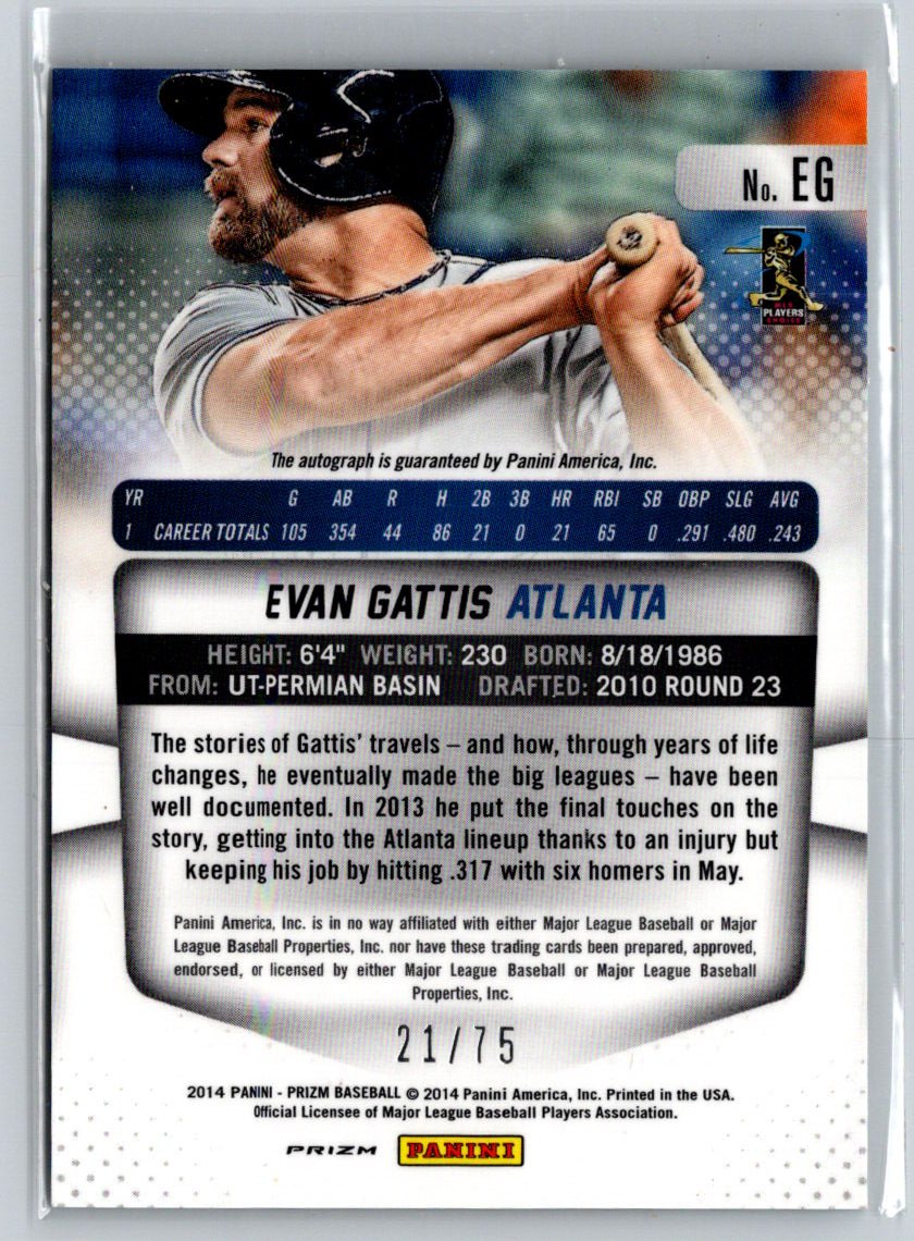 2014 Panini Prizm #EG Evan Gattis Autographs Prizms Mojo #/75 G33
