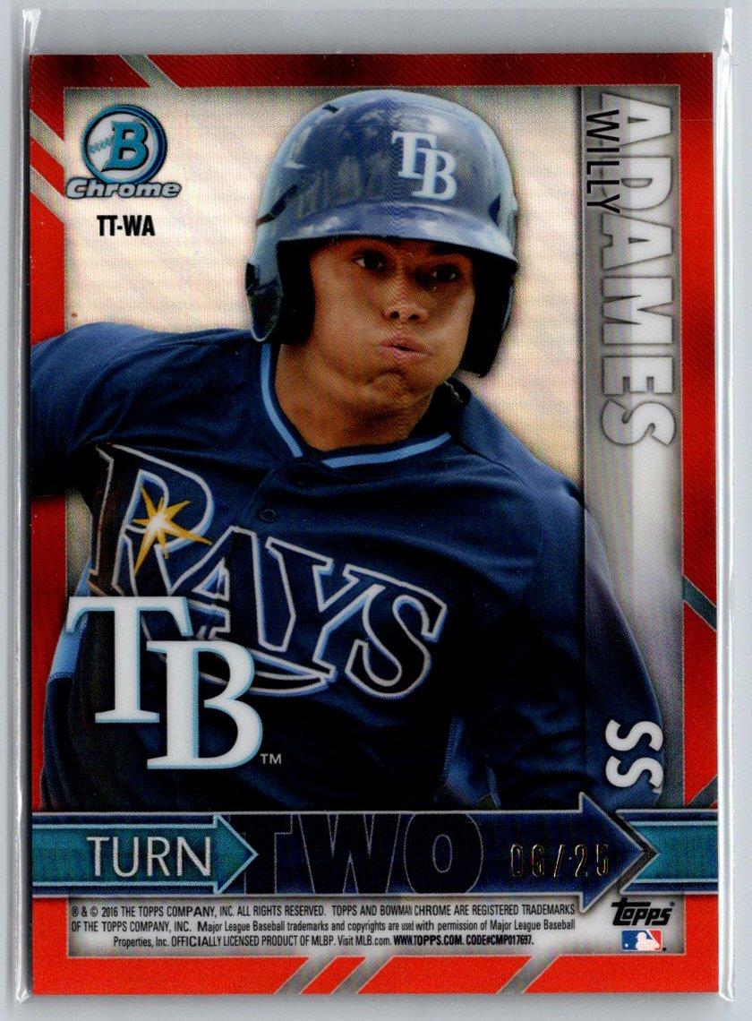 2016 Bowman Willy Adames / Garrett Whitley Chrome Turn Two Orange #/25 G34