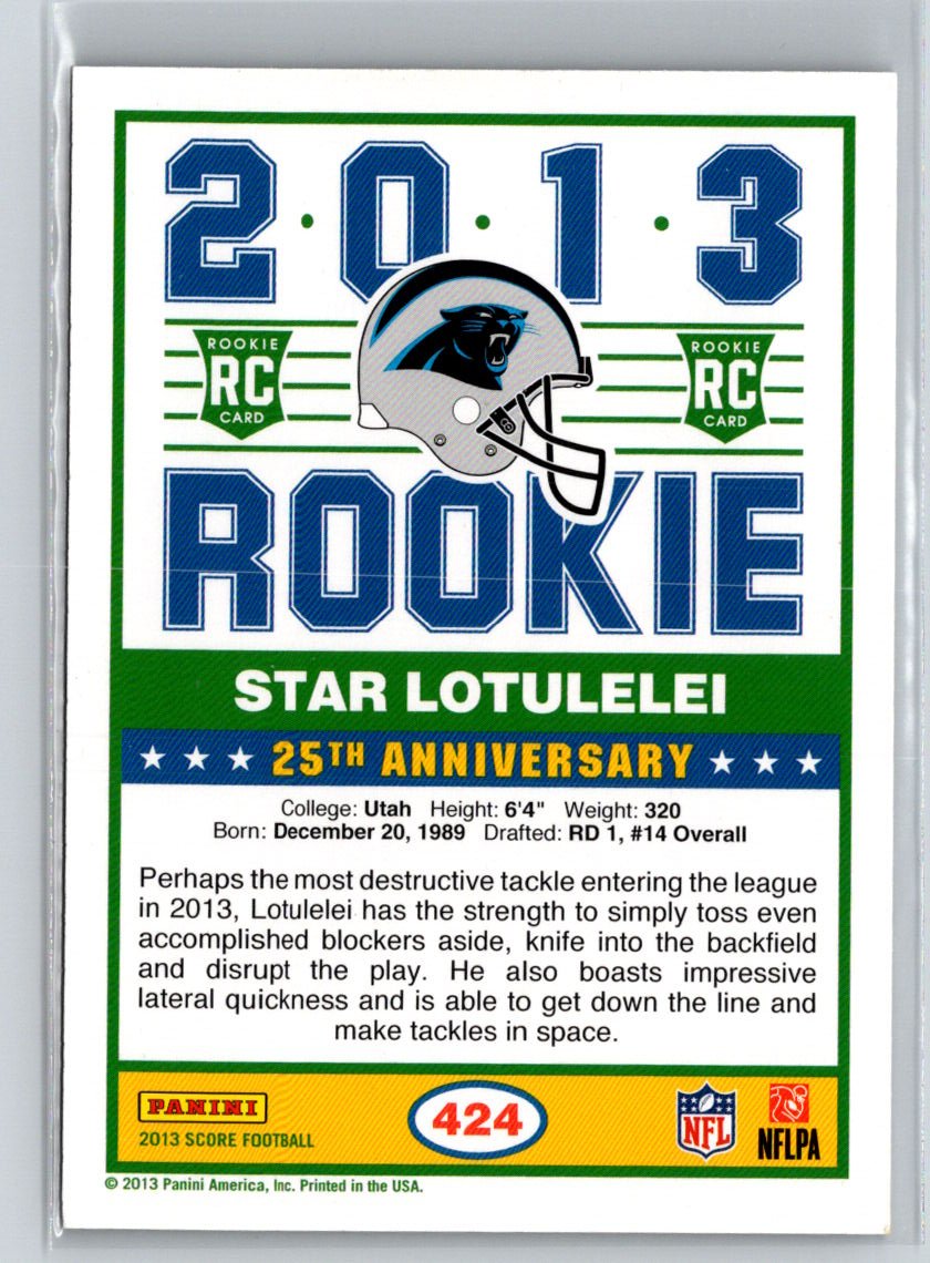 2013 Score #424 Star Lotulelei Black #/25 G35