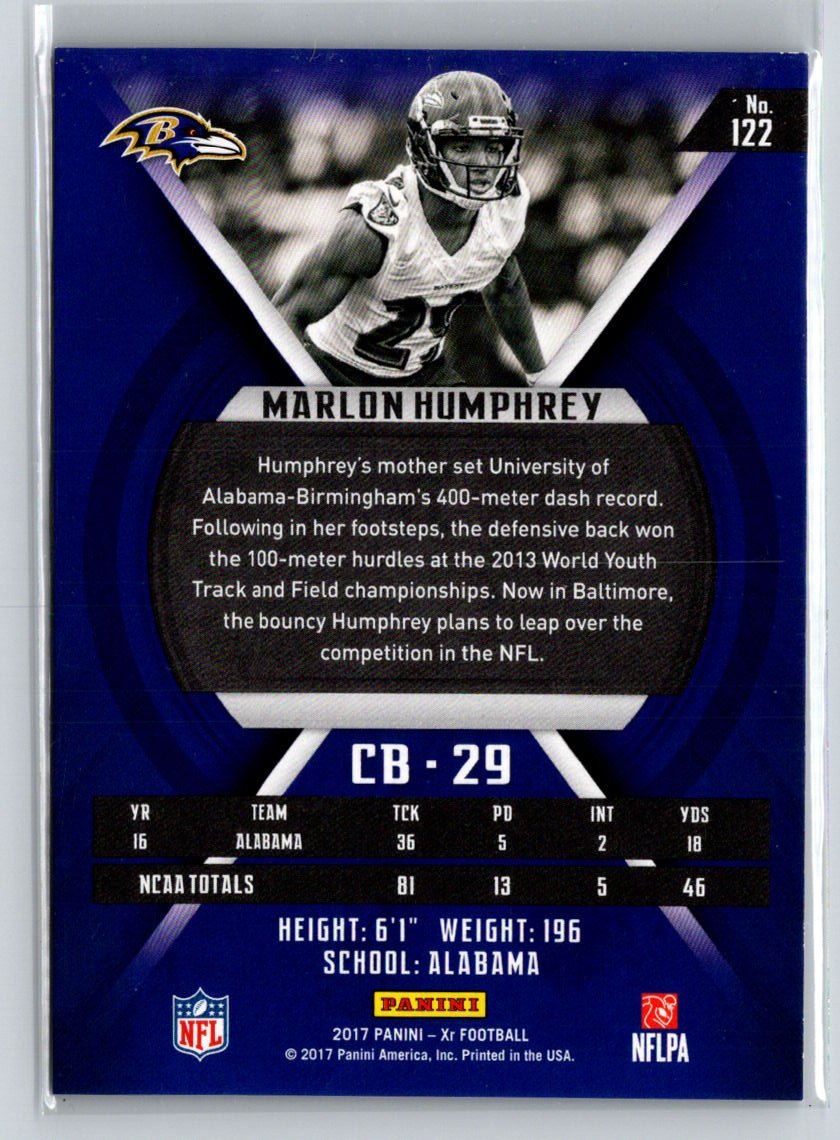2017 Panini XR #122 Marlon Humphrey Gold #/10 G35