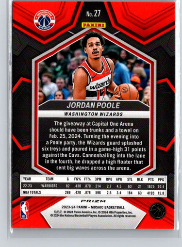 2023-24 Panini Mosaic #27 Jordan Poole Reactive Blue G36