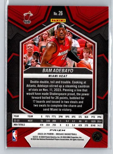 2023-24 Panini Mosaic #26 Bam Adebayo Reactive Blue G36