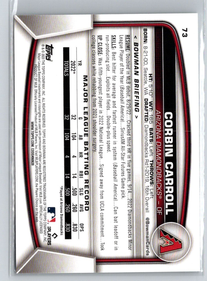 2023 Bowman #73 Corbin Carroll G36