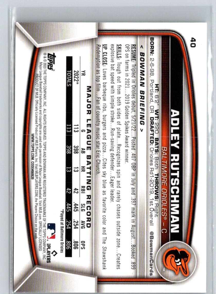 2023 Bowman #40 Adley Rutschman G36