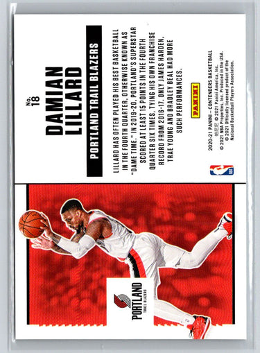 2020-21 Panini Contenders #18 Damian Lillard Suite Shots G37