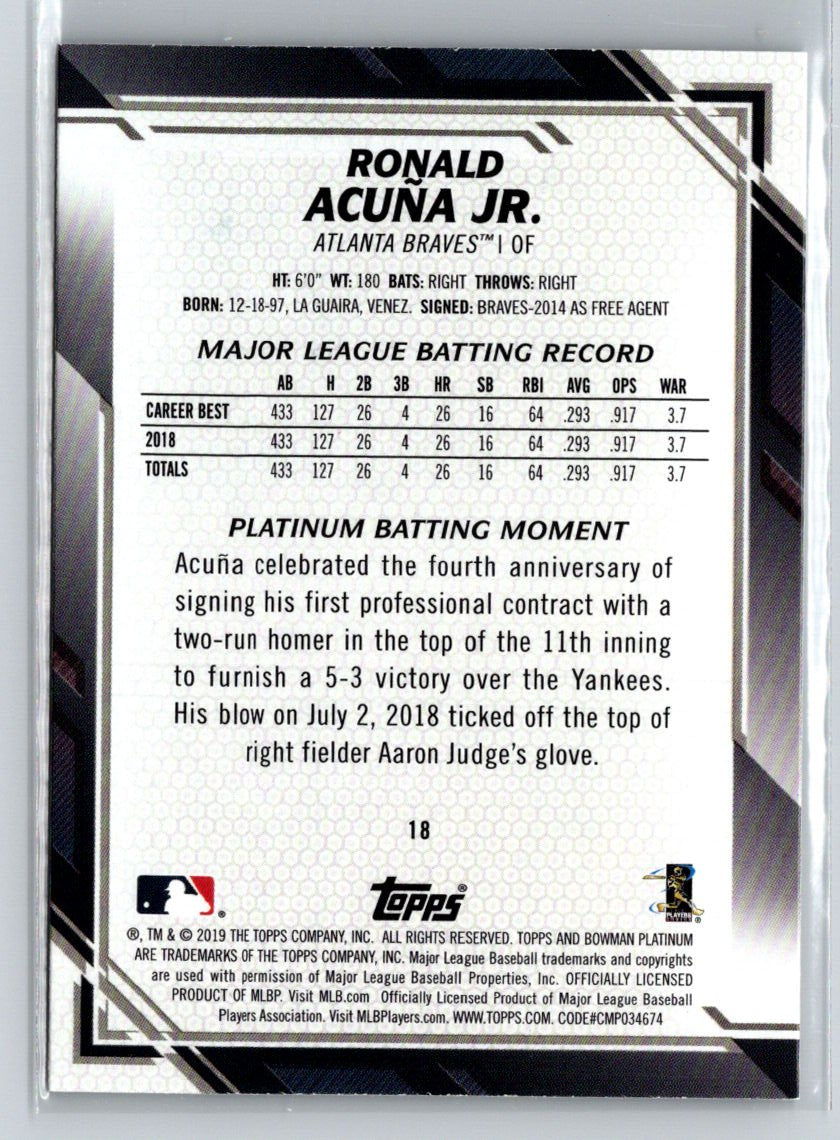 2019 Bowman Platinum #18 Ronald Acuña Jr. G37