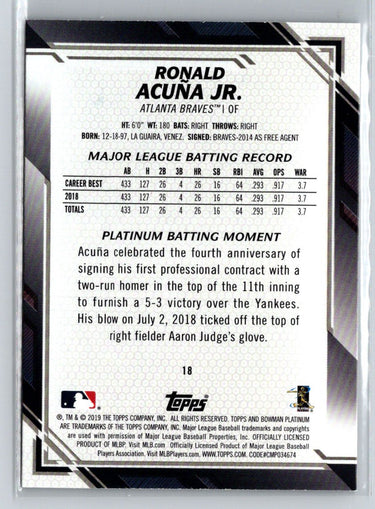 2019 Bowman Platinum #18 Ronald Acuña Jr. G37