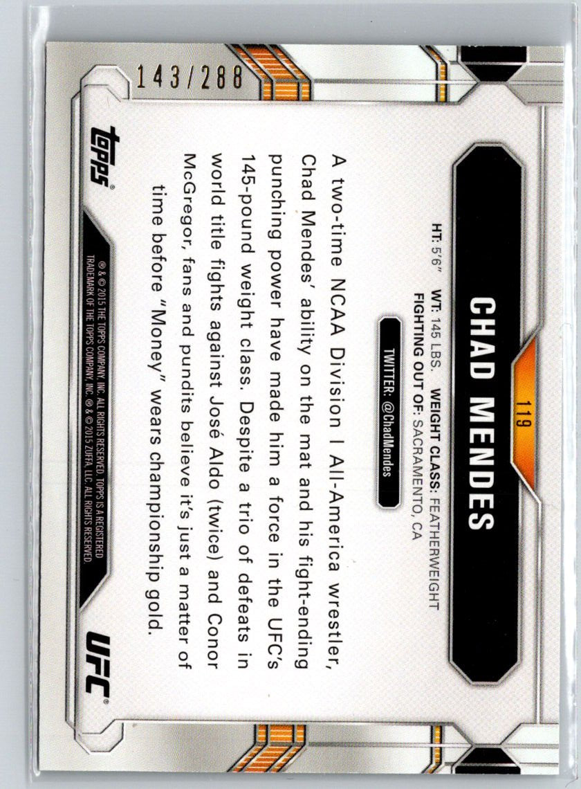 2015 Topps UFC Chronicles #119 Chad Mendes Green #/288 G37