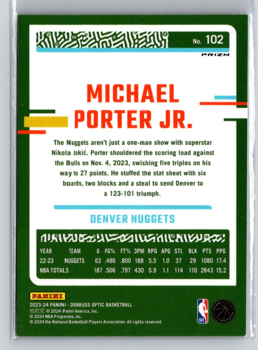 2023-24 Donruss Optic #102 Michael Porter Jr. Blue Velocity G38