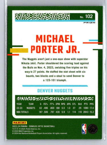 2023-24 Donruss Optic #102 Michael Porter Jr. Blue Velocity G38
