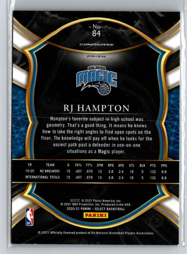 2020-21 Panini Select #84 RJ Hampton Red White Orange Shimmer G38