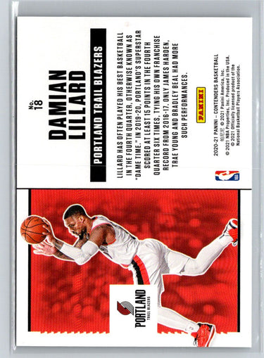 2020-21 Panini Contenders #18 Damian Lillard Suite Shots G38