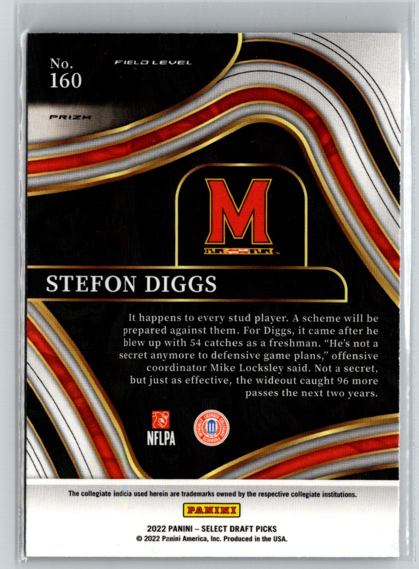 2022 Panini Select Draft Picks #160 Stefon Diggs Gold Lazer Prizm G39