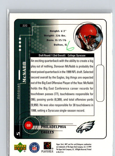 1999 Upper Deck MVP #220 Donovan McNabb G39