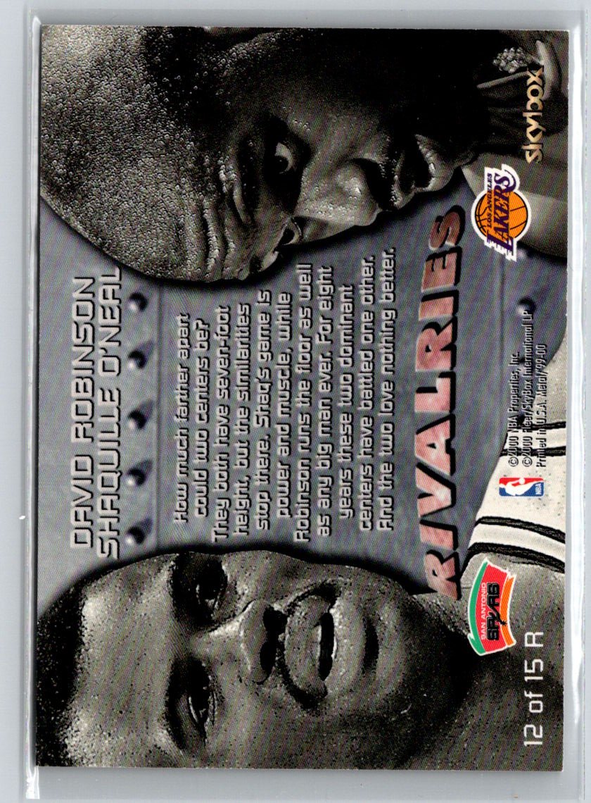 1999-00 Metal #12 R Shaquille O'Neal / David Robinson Rivalries G40