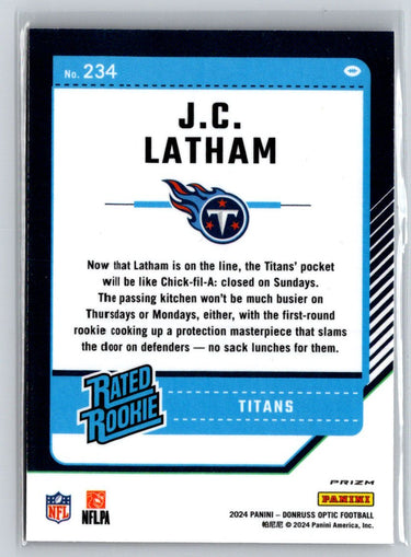 2024 Donruss Optic #234 J.C. Latham Red Hyper G41
