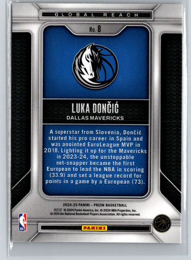 2024-25 Panini Prizm #8 Luka Doncic Global Reach G41