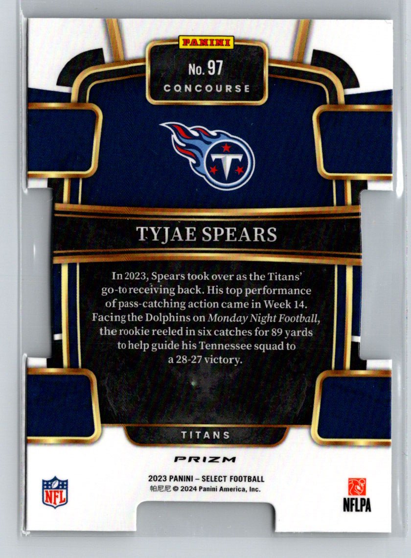 2023 Panini Select #97 Tyjae Spears Black and Gold Prizms Die Cuts G42