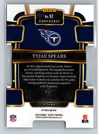 2023 Panini Select #97 Tyjae Spears Black and Gold Prizms Die Cuts G42