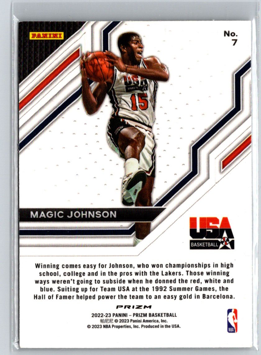 2022-23 Panini Prizm #7 Magic Johnson USA Basketball Prizms Silver G42