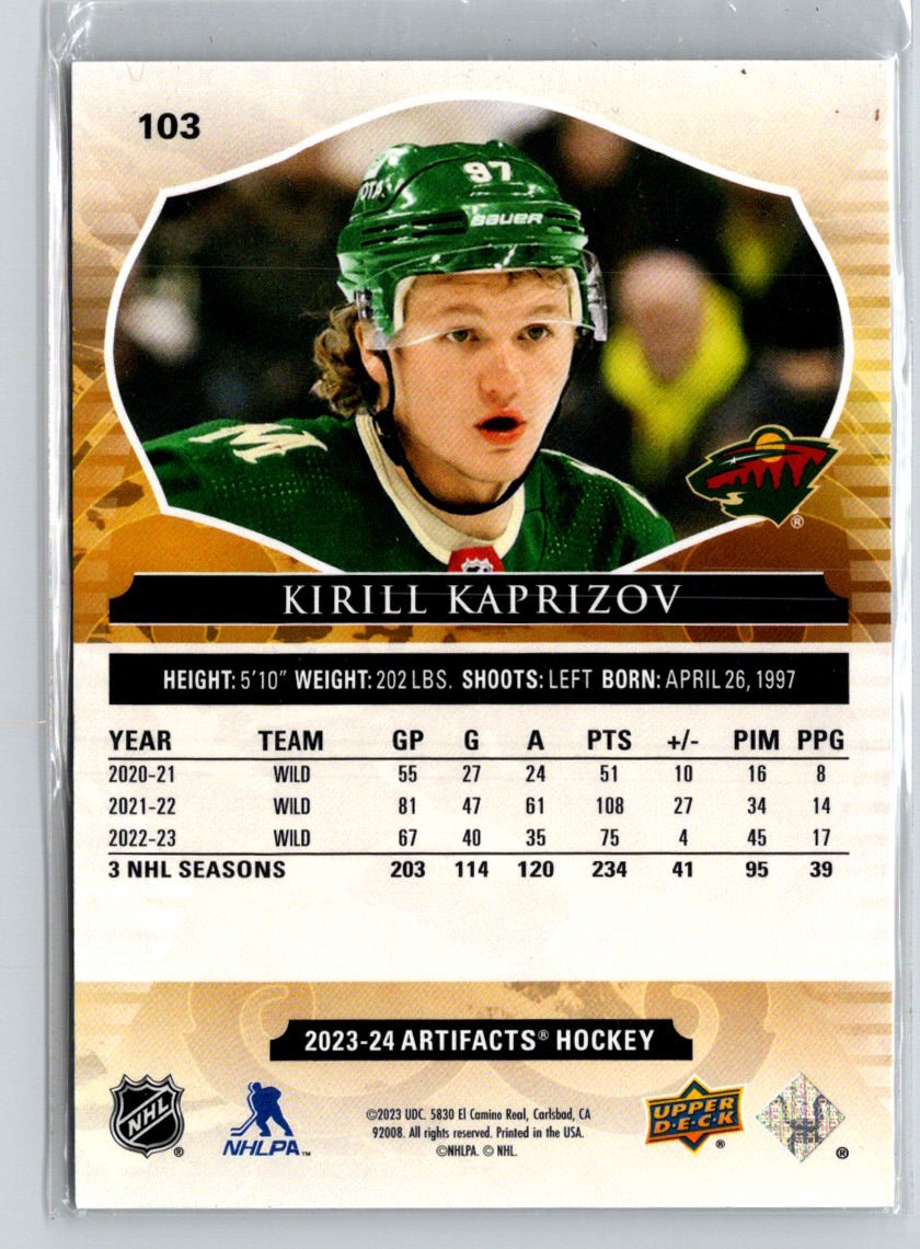 2023-24 Upper Deck Artifacts #103 Kirill Kaprizov Royal Blue #/199 G42