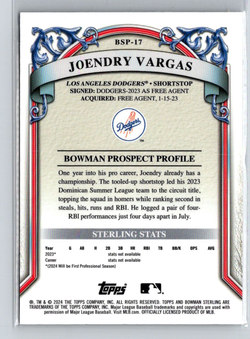 2024 Bowman Sterling #BSP-17 Joendry Vargas G42