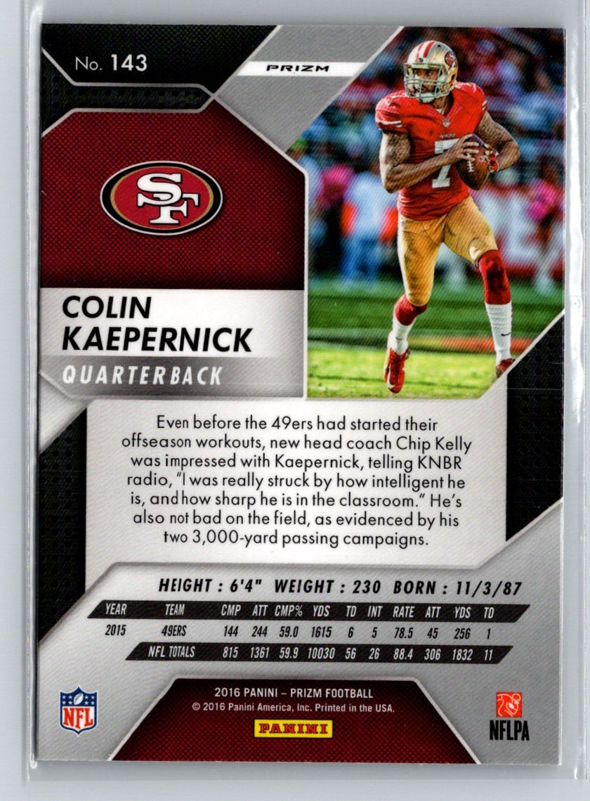 2016 Panini Prizm #143 Colin Kaepernick Prizm G42