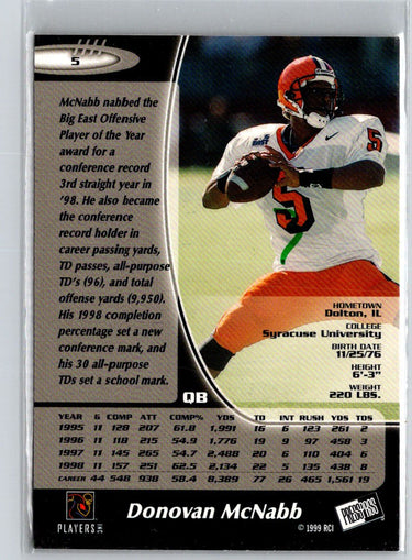 1999 Press Pass #5 Donovan McNabb G44