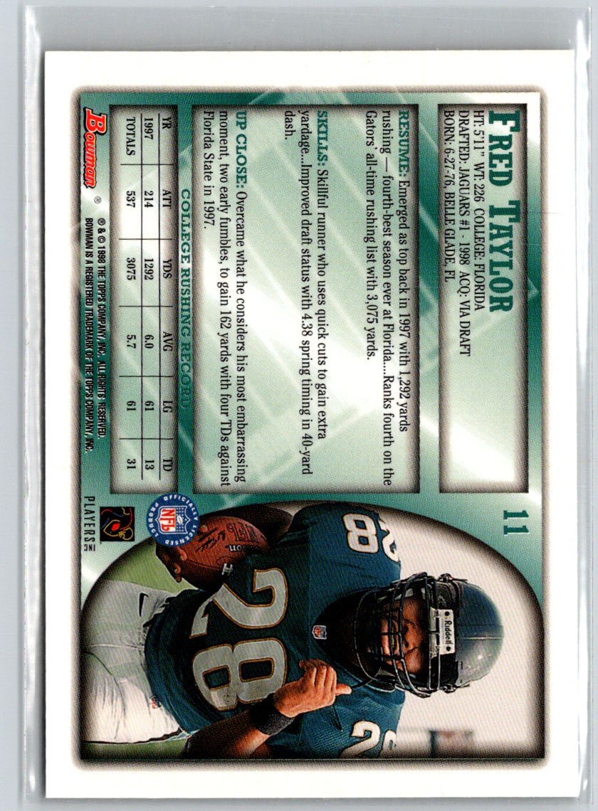 1998 Bowman #11 Fred Taylor G43