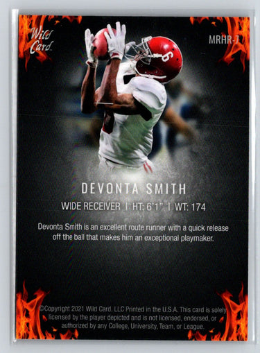 2021 Wild Card Matte #MRHR-7 Devonta Smith Red Hot Rookies Orange Flame G43
