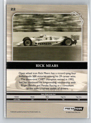 2009 Press Pass Legends #22 Rick Mears Red #/199 G44