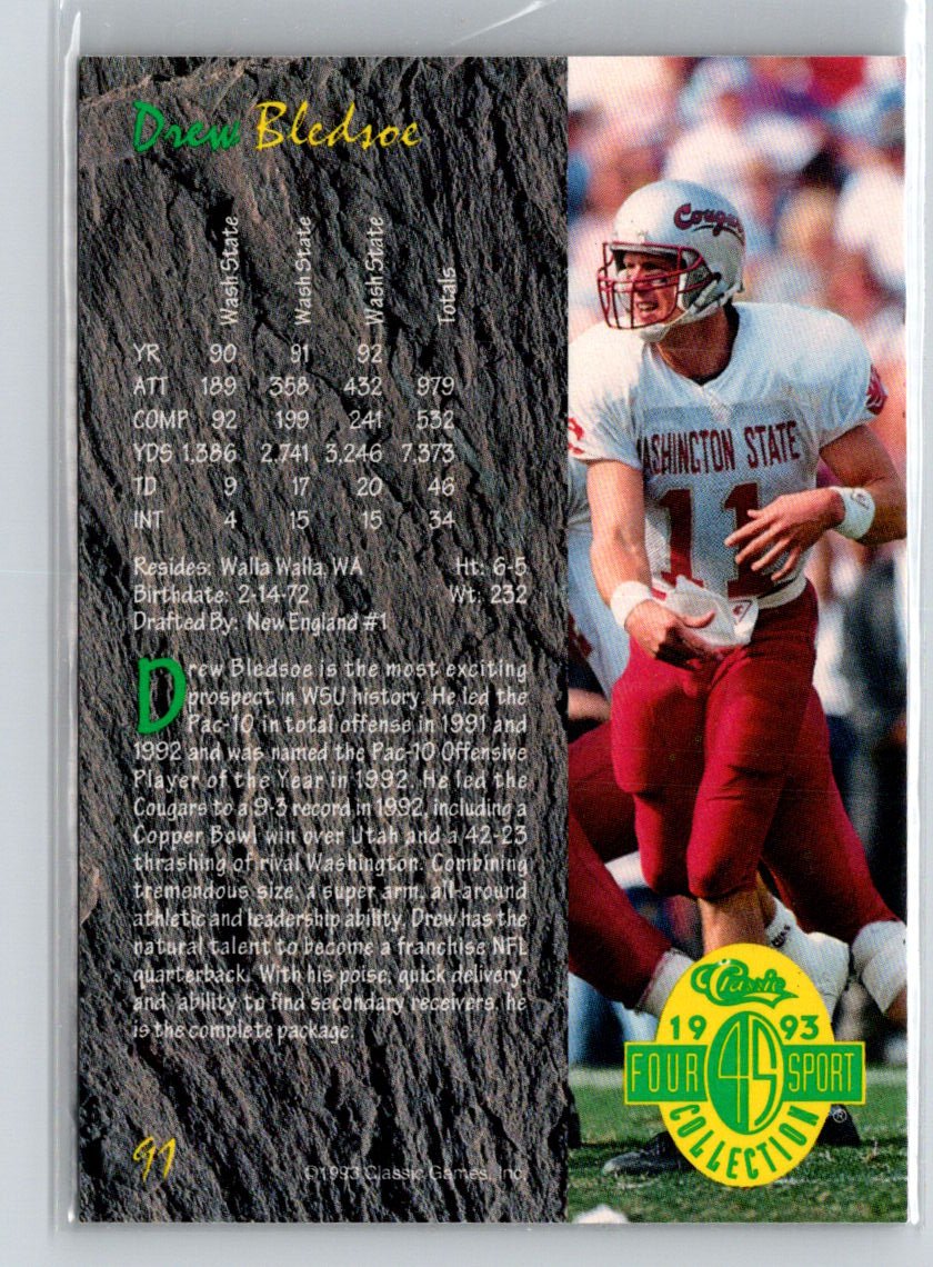 1993 Classic Four Sport #91 Drew Bledsoe Gold G44