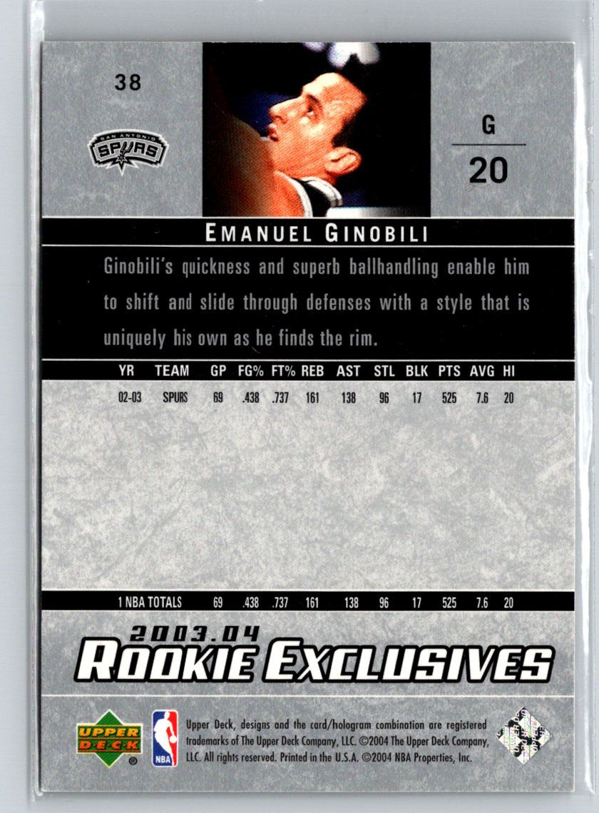 2003-04 Upper Deck Rookie Exclusives #38 Manu Ginobili G46