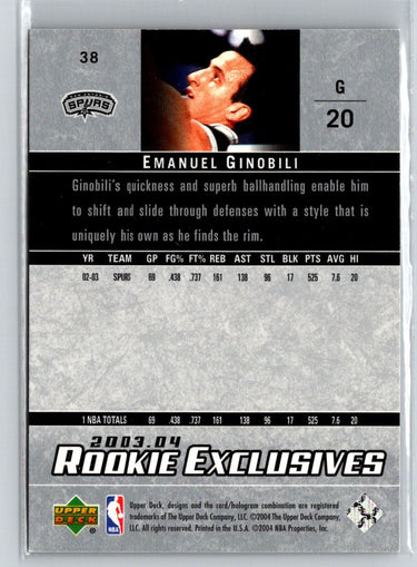 2003-04 Upper Deck Rookie Exclusives #38 Manu Ginobili G46