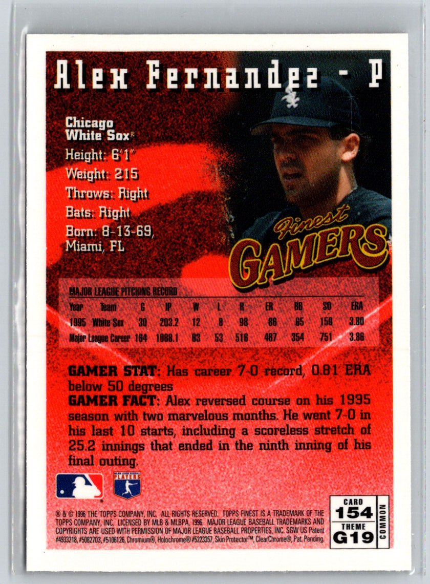 1996 Finest #154 Alex Fernandez G48