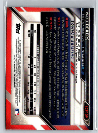 2016 Bowman #BCP109 Rafael Devers Chrome Prospects G48