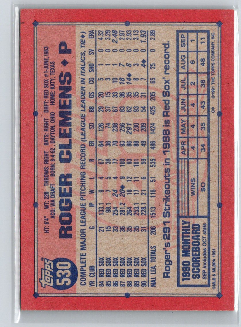 1991 Topps Cracker Jack Series One #22 Roger Clemens G48