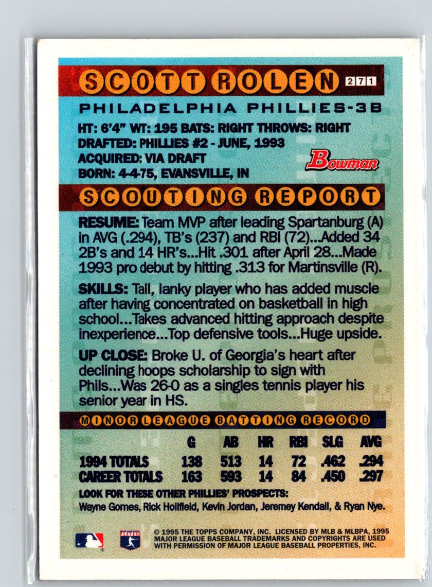 1995 Bowman #271 Scott Rolen G50